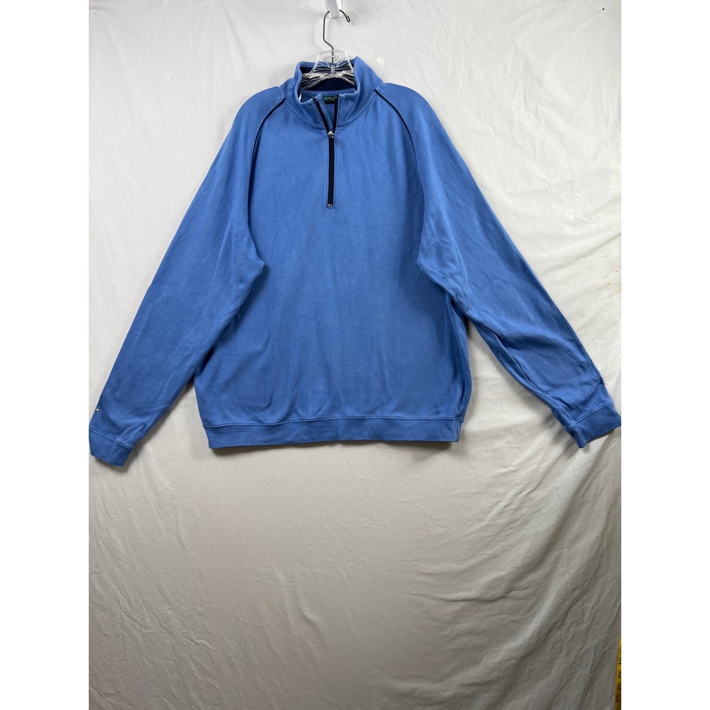 Bobby Jones Pullover Mens XXL Blue Pima Cotton Quarter Zip Quilted Elbow Patch